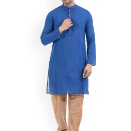 Ethnicity Men Blue Embroidered Thread Work Kurta-picture-41