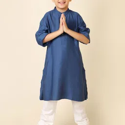Fabindia Boys Band Collar Straight Kurta-23