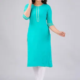 MAUKA Round Neck Gotta Patti Straight Kurta-image-60