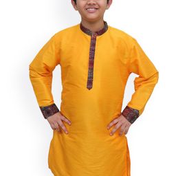 BAESD Boys Long Sleeves Mandarin Collar Silk Thread Work Kurta-38
