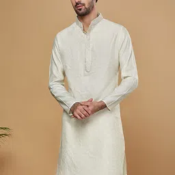 KISAH Woven Design Mandarin Collar Straight Kurta-picture-44