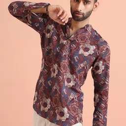 KISAH Men Men Thread Work Short Kurta-picture-26