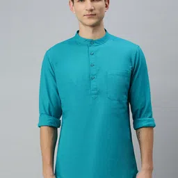 THE SOUL PATROL Mandarin Collar Long Sleeves Cotton Straight Kurta-picture-22