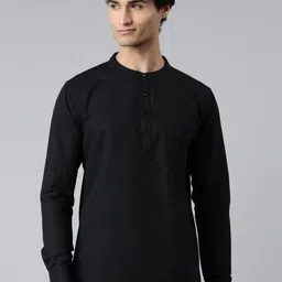 THE SOUL PATROL Band Collar Cotton Curved Short Kurta-picture-27
