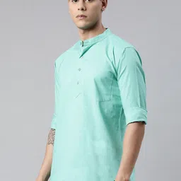 THE SOUL PATROL Band Collar Long Sleeves Cotton Kurta-picture-42