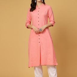 Pistaa Mandarin Collar Pure Cotton Straight Kurta-25