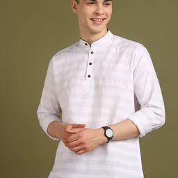 FUBAR Striped Mandarin Collar Short Straight Kurta-34