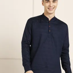 FUBAR Striped Mandarin Collar Straight Short Kurta-picture-25