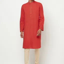 Fabindia Men Rust Thread Work Kurta-image-76