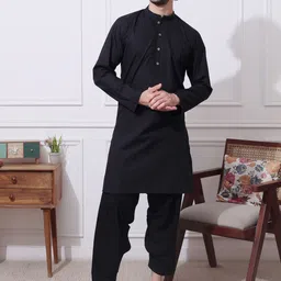 MIDAV Mandarin Collar Pintuck Cotton Straight Kurta-picture-35