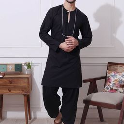MIDAV Yoke Design Notched Neck Cotton Straight Kurta-picture-33