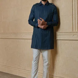 Tasva Woven Design Shirt Collar Pure Cotton Straight Kurta-picture-46