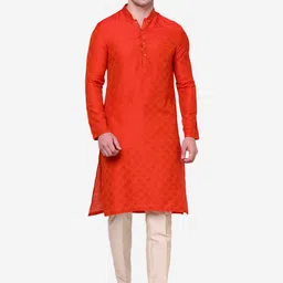 THE KURTA COMPANY Woven Design Mandarin Collar Straight Kurta-picture-40