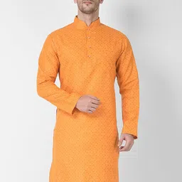 SG LEMAN Men Orange Geometric Printed Kurta-image-91