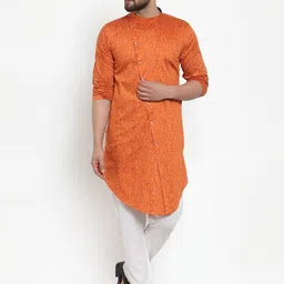 KLOTTHE Men Orange Thread Work Kurta-image-85