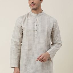 Fabindia Men Beige Checked Kurta-picture-36