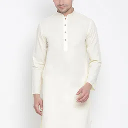 VASTRAMAY Men Beige Thread Work Kurta-image-15