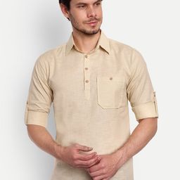 Vida Loca Spread Collar Roll-Up Sleeves Pure Cotton Casual Straight Kurta-image-82