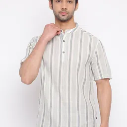 Fabindia Men Beige & Grey Printed Cotton Kurta-image-37