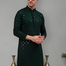 Jompers Geometric Embellished Sequinned Straight Kurta-picture-4