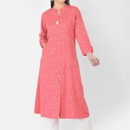 Pistaa Women Pink & White Floral Checked Kurta-picture-31