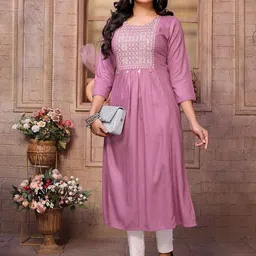Rangita Floral Embroidered Yoke Design Thread Work A-Line Kurta-53