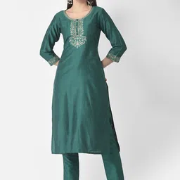 Span Thread Work Detailed Cotton Silk Straight Kurta-image-54