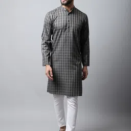even Men Grey Checked Kurta-15