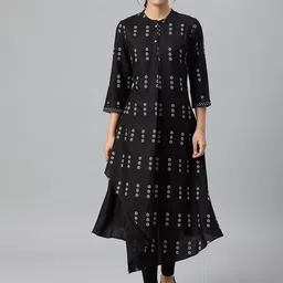 W Women Black Geometric Printed  Kurta-picture-27