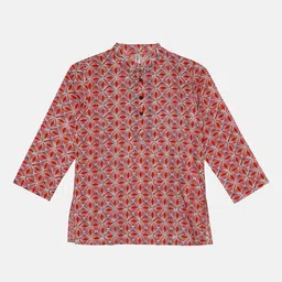KiddoPanti Boys Ethnic Motifs Embroidered Mandarin Collar Pure Cotton Kurta-23
