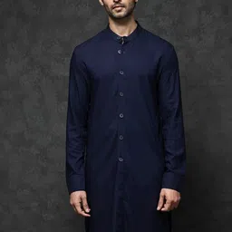 RARE RABBIT Mandarin Collar Cuffed Sleeves A-Line Kurta-35