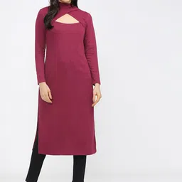 Vishudh Women Maroon Halter Neck Kurta-picture-52