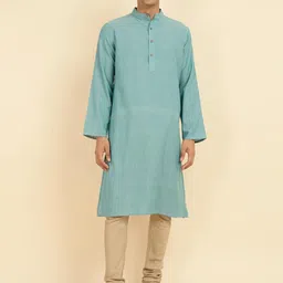 Fabindia Striped Woven Design Mandarin Collar Straight Kurta-image-39