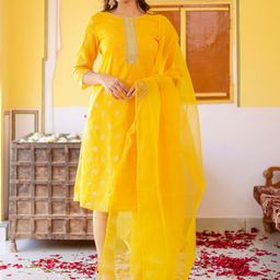 VASVI Floral Embroidered Flared Sleeves Thread Work Kurta-image-0