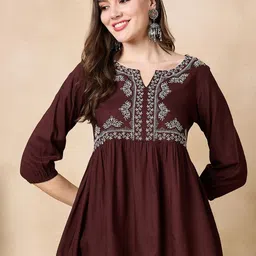 Anouk Women Floral Embroidered Flared Sleeves Thread Work Kurta-21