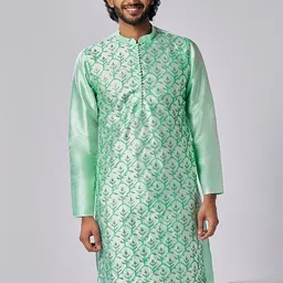 KISAH Ethnic Motifs Embroidered Mandarin Collar Kurta-image-82