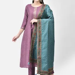 Span Women Keyhole Neck Flared Sleeves Thread Work Kurta-image-84