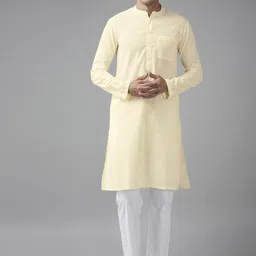 See Designs Men Cream-Coloured Slub Effect Pure Cotton Kurta-picture-41