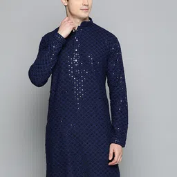 Jompers Men Ethnic Motifs Mirror Work Cotton Kurta-image-97
