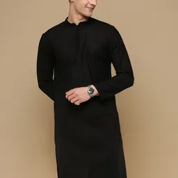 Anouk Black Geometric Embroidered Chikankari Detailed Cotton Straight Kurta-image-71