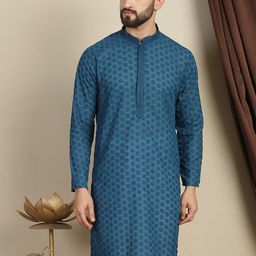 Anouk Floral Embroidered Thread Work Pure Cotton Straight Kurta-4