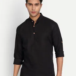 Vida Loca Pure Cotton Band Collar Kurta-picture-24