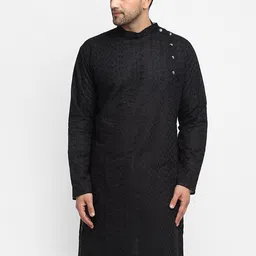 TREEMODA Woven Design Mandarin Collar Long Sleeves Pure Cotton Kurta-image-18