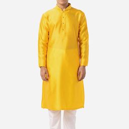 THE KURTA COMPANY Geometric Woven Design Mandarin Collar Kurta-image-35