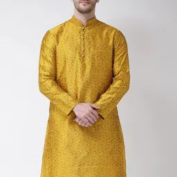 SG LEMAN Men Yellow Thread Work Kurta-46