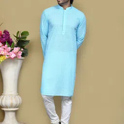 RANAK Men Printed Thread Work Kurta-image-41