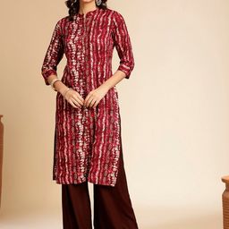 Anouk Abstract Printed Mandarin Collar Straight Kurta-picture-31
