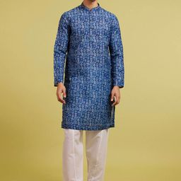 Diwas by Manyavar Men Printed Thread Work Kurta-image-70