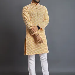 Ekasya Geometric Printed Thread Work A-Line Kurta-picture-28