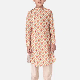 TABARD Boys Orange Geometric Printed Kurta-23